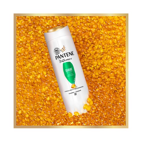 PANTENE Nutri-plex suave & liso Champú con antioxidantes, para cabellos encrespados y rebeldes 225 ml.