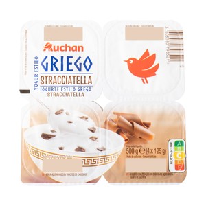 Imagen de AUCHAN Yogur estilo griego con stracciatella 4 x 125 g. Producto Alcampo