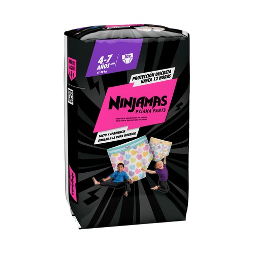DODOT Ninjamas Pañal branguita unisex para pijama para niños de 4-7 años o de 17 a 30 kg 10 uds.
