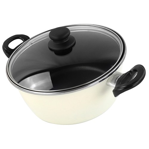 Cacerola de acero vitrificado con tapa, 20 cm., apto para inducción, MAGEFESA Cream.