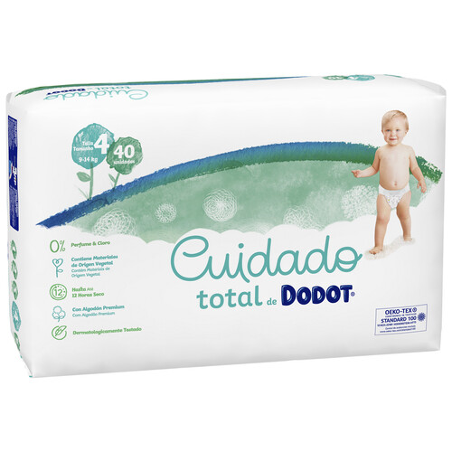 DODOT Pañales talla 4, para niños de 9 a 14 kilogramos DODOT Cuidado total 40 uds.