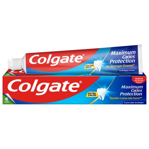 Pasta de dientes con flúor, calcio y protección frente a las caries, sabor a menta COLGATE Protección caries 75 ml.