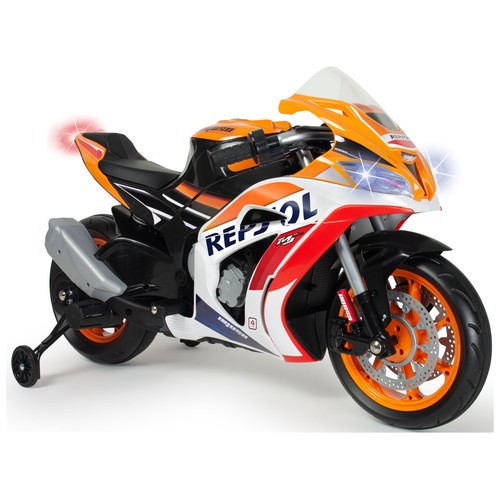 Moto infantil con batería modelo Repsol Honda Competicion, batería de 12V y velocidad hasta 6km/h, INJUSA.