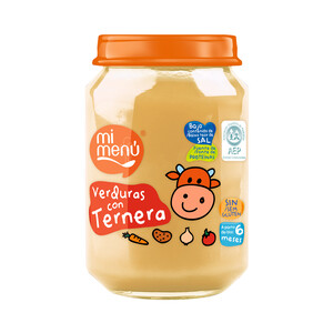 Imagen de MI MENÚ Tarrito de verduras con ternera, sin gluten, a partir de 6 meses MI MENÚ 235 g.