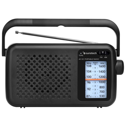 Radio portátil de bolsillo SUNSTECH RPS42BLISBK analógica, color negro, 10,7x6,2, FM/ AM.