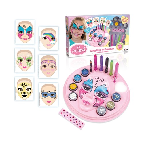 Centro de Maquillaje de Fantasía de la Señorita Pepis, incluye purpurinas, plantillas...DISET.
