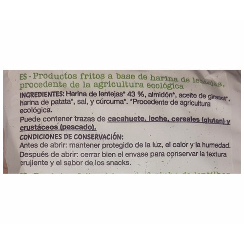 PRODUCTO ALCAMPO Bio Snacks de lentenjas ecológicas 60 g.