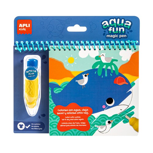 Bloc para colorear 6 hojas, pincel agua marino. APLI KIDS