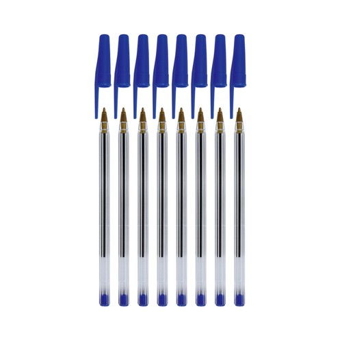 Pack 8 bolígrafos azules con capuchón. PRODUCTO ECONÓMICO ALCAMPO
