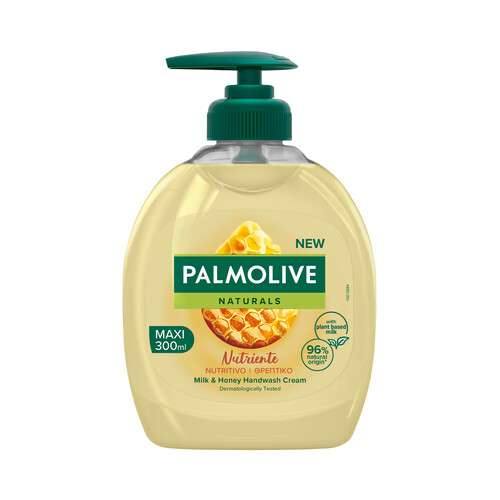 PALMOLIVE Jabón de manos líquido sin jabón, enriquecido con proteínas de leche y miel PALMOLIVE Naturals 300 ml.