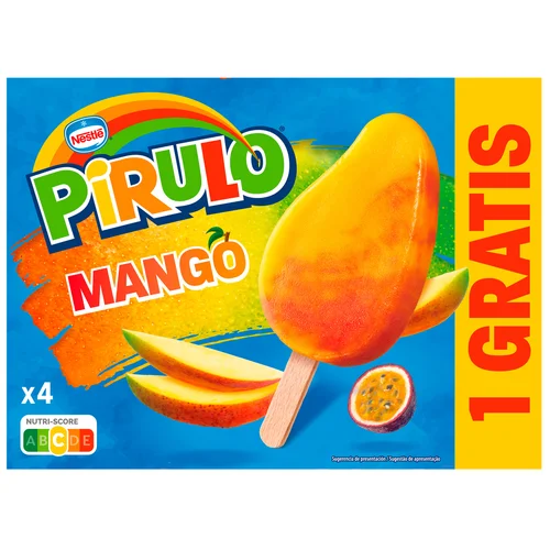 Helado de agua con sabor a fresa y nata 5 x 50 ml.