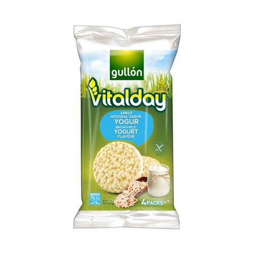Tortitas de arroz integral, sabor yogur GULLÓN VITALDAY 125,2 g.