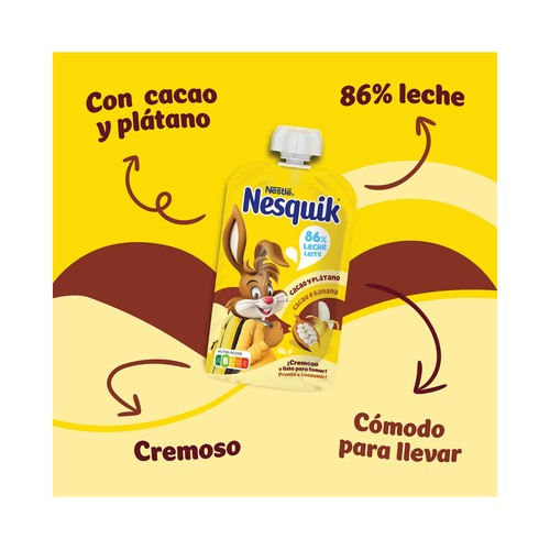 NESQUIK Bolsita (pouch) preparado lácteo infantil con cacao y plátano 110 g.