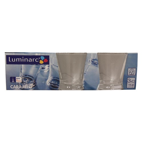 3 vasos de chupito o carajillo, con capacidad de 11 centilitros y fabricados en vidrio ARCOROC.