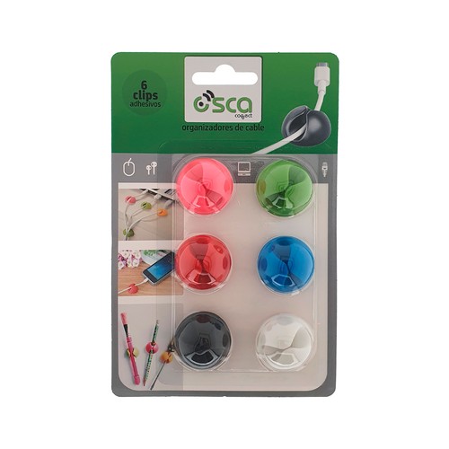 Pack 6 clips organizadores cable autoadhesivo. OSCA CONNECT