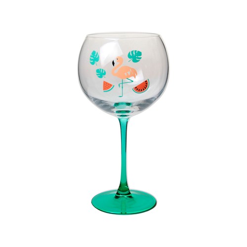 Copa gin tonic 63cl, con decoración de sandia y pie turquesa, ACTUEL