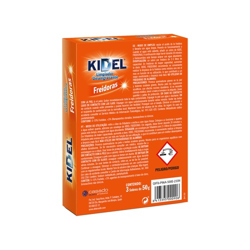 KIDEL Limpiador desengrasante especial freidoras KIDEL 3 sobres de 50 g.