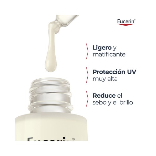 EUCERIN Oil control Sérum protector solar con FPS 50+ (muy alto) para piel mixta a grasa con impurezas 30 ml.