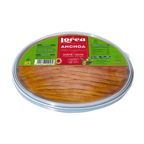 LOREA Filetes de anchoas del Cantabrico en aceite de girasol y oliva virgen extrLOREA P.N. 170 g