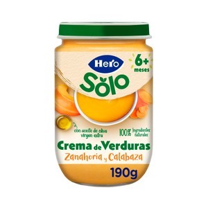 Imagen de HERO Solo Tarrito de crema de verduras (zanahoria y calabaza), a partir de 6 meses 190 g.