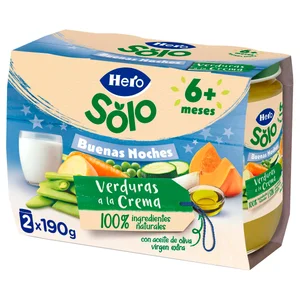 HERO Solo buenas noches Tarrito de verduras a la crema (textura suave), a partir de 6 meses 2 x 190 g.