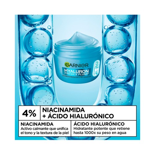 GARNIER Hyaluron fresh & plump Crema ultra ligera, hidratante y rellenadora 85 ml.