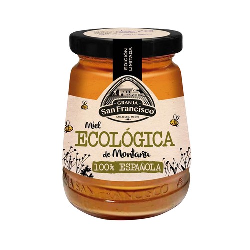 Miel de montaña ecológica GRANJA SAN FRANCISCO, 250 g.