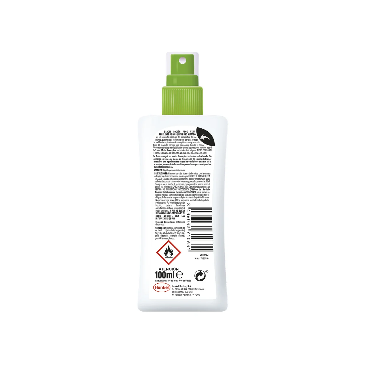 Repelente de mosquitos loción con aloe vera 100 ml.