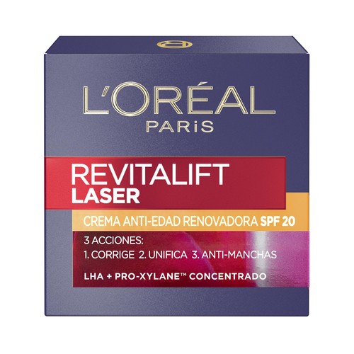 L´ORÉAL PARIS Revitalift laser 50 ml Crema de día anti-edad y renovadora con SPF 20 y Proxylane.