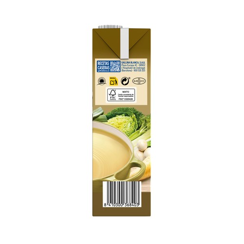 GALLINA BLANCA Caldo casero de pollo y 8 verduras de 1 l.