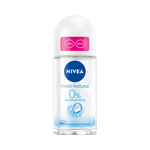 NIVEA Desodorante roll on para mujer sin alcohol ni sales de aluminio NIVEA Fresh natural 50 ml.