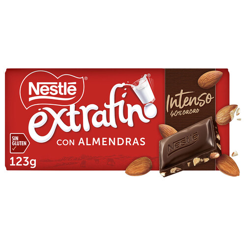 NESTLÉ Extrafino Chocolate con un 40 % cacao y almendras 123 g.