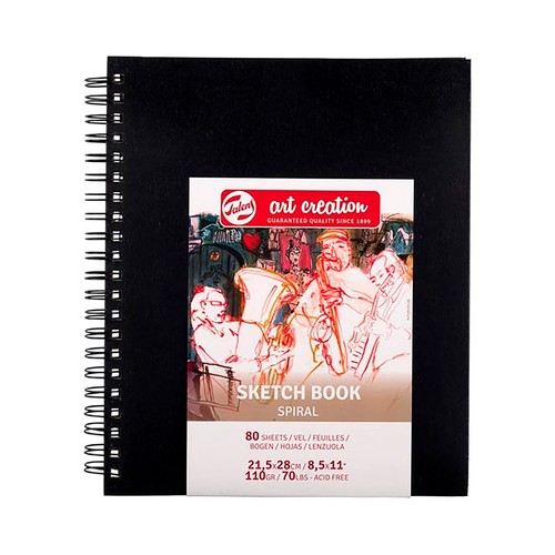 Cuaderno bloc espiral 21x28cm, 110grs, 80 hojas, ART CREATION.