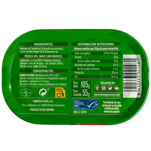 LOREA Lata de anchoa cantábrico 55 g.