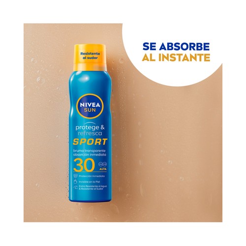 NIVEA Sun protege & refresca sport Spray solar con textura bruma y FPS 30 (alto) 200 ml.