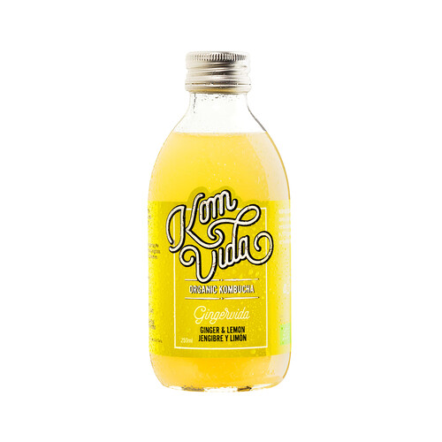 Kombucha de jengibre y limón orgánica y kombucha KOMVIDA GINGERVIDA 250 ml.