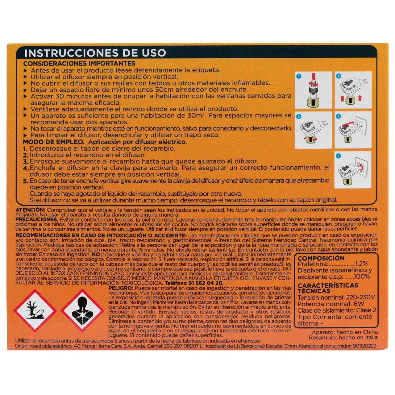 Insecticida eléctrico antimosquitos (común y tigre) + 2 recambios.