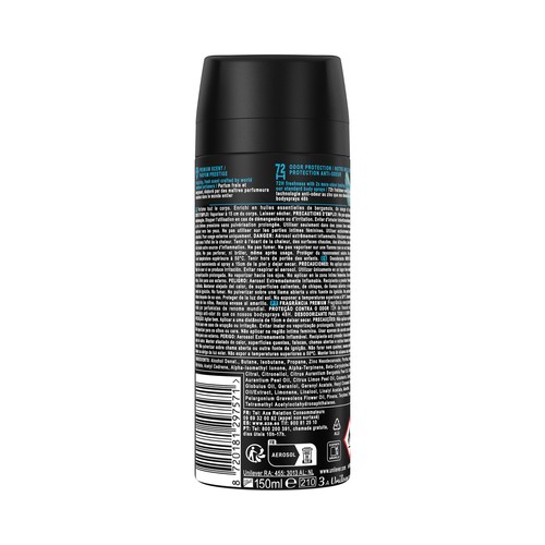 AXE Aqua bergamot Desodorante en spray para hombre con hasta 72 horas de frescor 150 ml.