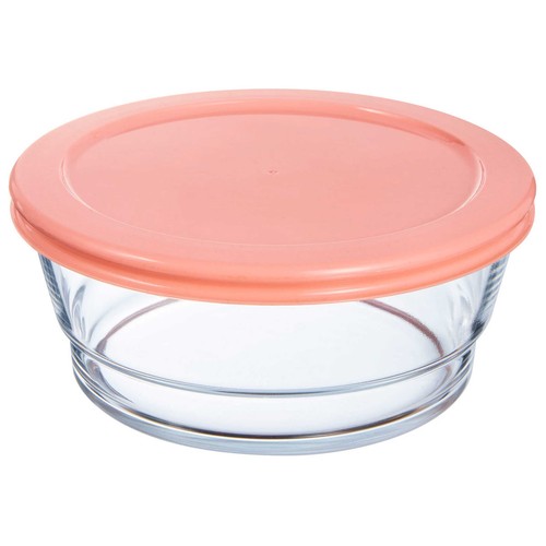 Recipiente de vidrio redondo, 110 cl, tapa coral, Eat&JOY LUMINARC