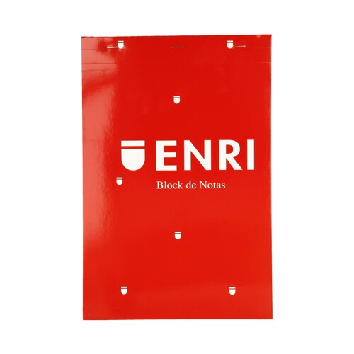 Bloc de notas grapado, con 80 hojas 60 g, cuadrícula de 4x4 mm y tapa blanda de color rojo ENRI.