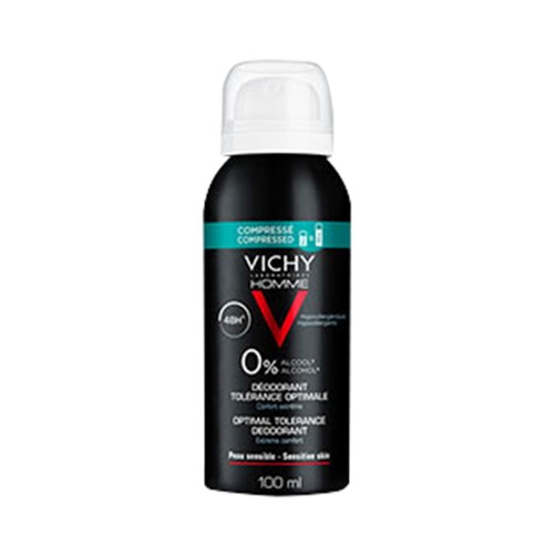 VICHY Desodorante en spray para hombre, sin alcohol, especial pieles sensibles VICHY Homme 100 ml.