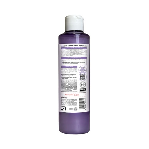 BABARIA Skin barrier Tónico hidratante con activo prebiótico para una piel suave, tersa e iluminada 200 ml.