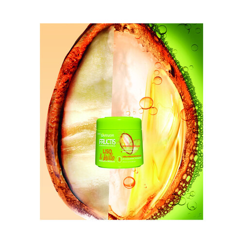 FRUCTIS Mascarilla capilar fortificante para cabello rebelde o difícil de alisar FRUCTIS Liso y brillo de Garnier Hidra liso 300 ml.