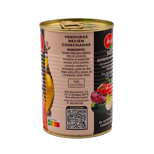 HIDA Pisto de verduras estilo casero frasco de 400 g.