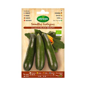 Imagen de Semillas ecológicas para sembrar calabacín de la variedad belleza negra HA-HUERTO Y JARDÍN 4 gramos.