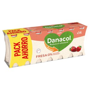 Imagen de DANACOL Leche fermentada desnatada con edulcorantes, esteroles vegetales añadidos y sabor a fresa de Danone 14 x 100 g.