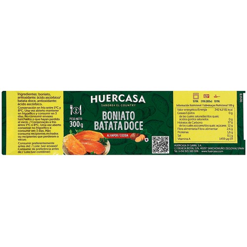 HUERCASA Boniato cocido al vapor 300 g.
