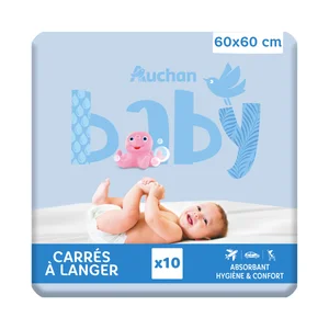 Cambiador desechable de 60 x 60 cm PRODUCTO ALCAMPO Baby 10 uds.