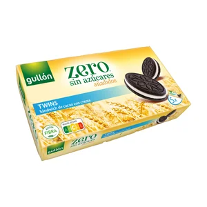GULLÓN Zero Galletas de cacao rellena de crema sin azúcares añadidos 210 g.