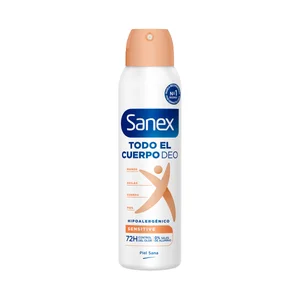 SANEX Sensitive Desodorante en spray unisex para todo el cuerpo (manos, axilas, zonas íntimas ...) 150 ml.